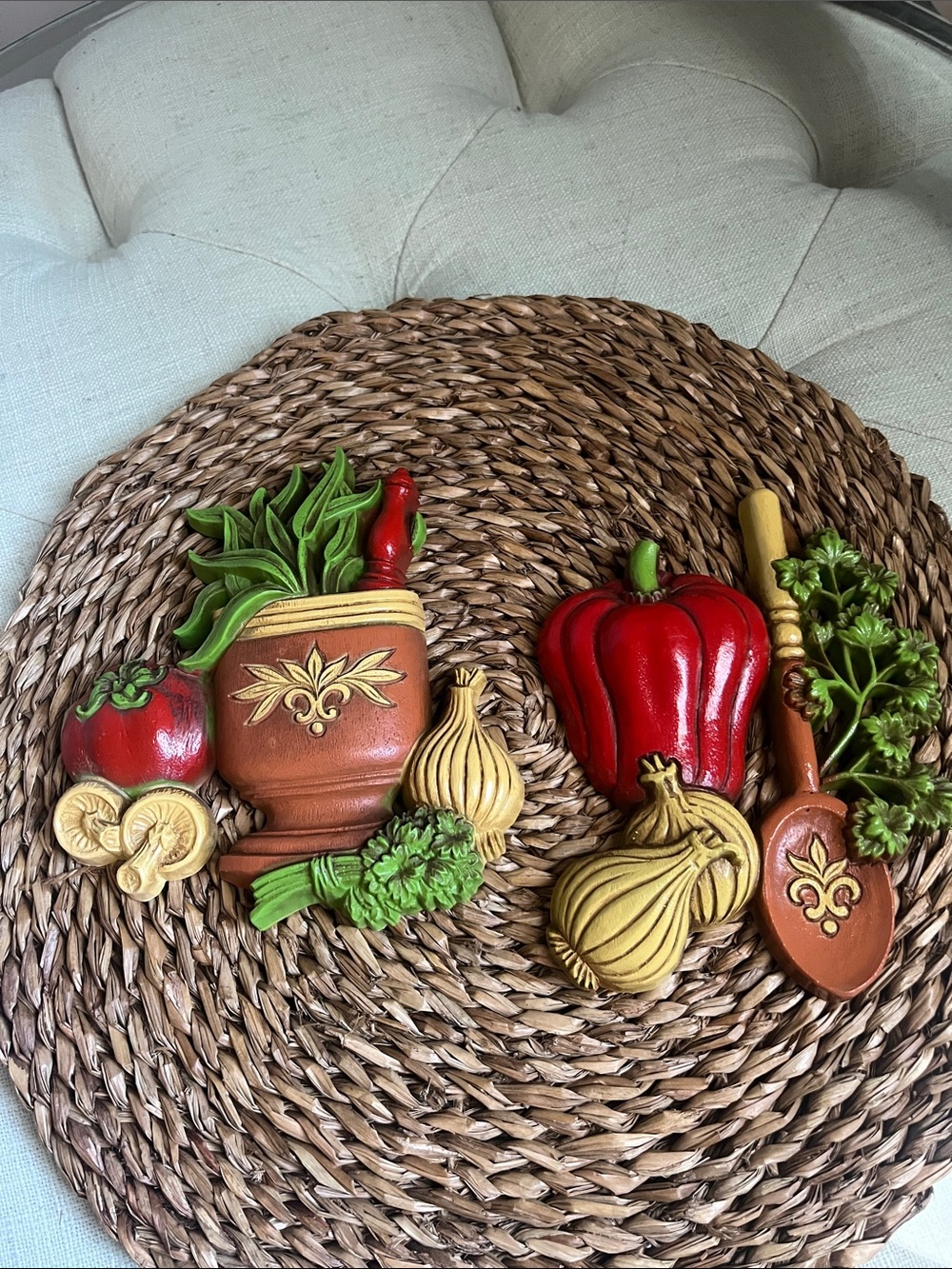 Vintage Dart Industries “Spice Of Life” Vegetable Wall Plaques – Made in the USA